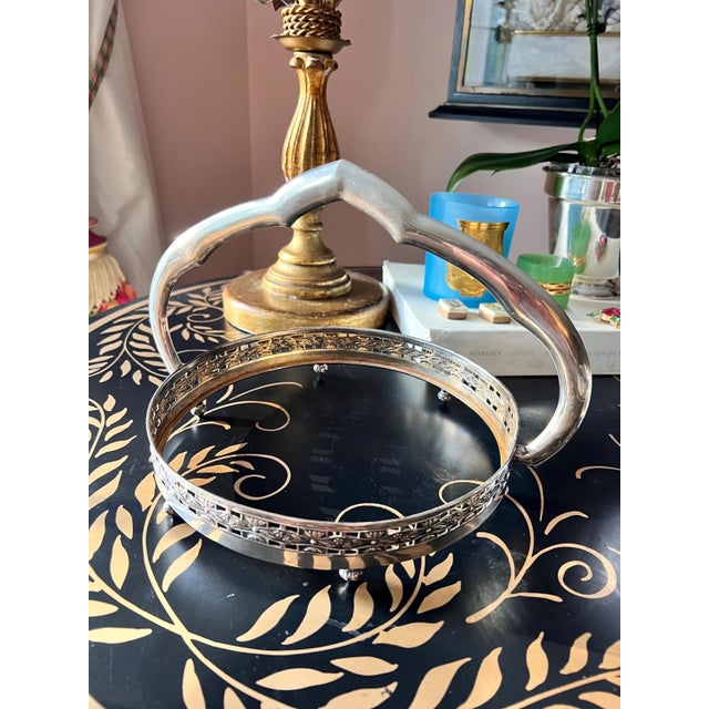 Beautiful antique .800 silver footed pie plate holder // Continental silver // vintage silver pie server // housewarming / hostess gift For Sale In Kansas City - Image 6 of 7