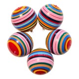 Set of 5 Sak's Fifth Avenue Hand-Painted Glass Christmas Tree Ornaments From 2003 For Sale