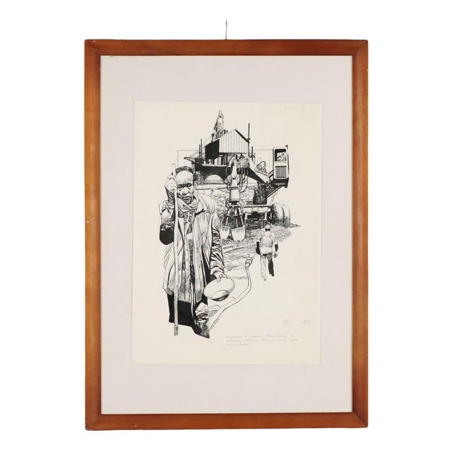 Sergio Toppi, Figurative Composition, Mixed Media on Paper For Sale