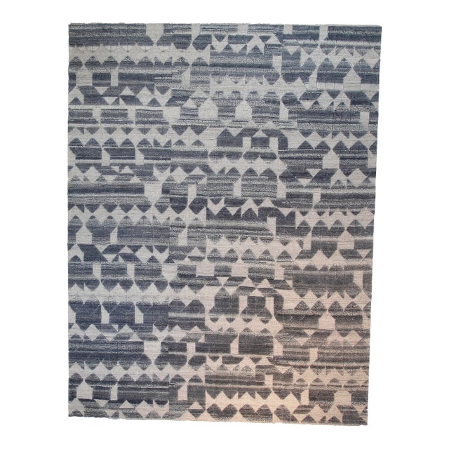 Brooklyn Hand Knotted Wool Rug, Ivory/Light Blue - 12' x 15' For Sale