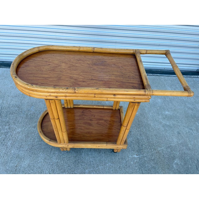 1950s 1950s Mid Century Bamboo Bar Cart For Sale - Image 5 of 6