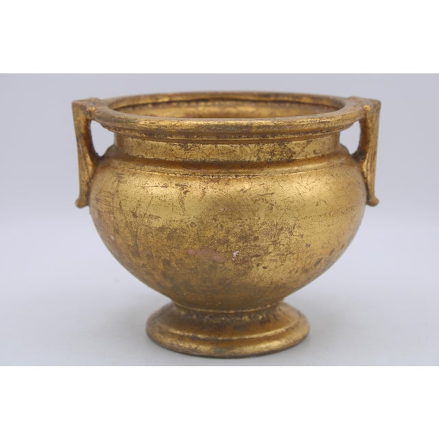 Antique Italian Gold Leaf Gilt Terra Cotta Cachepot For Sale - Image 9 of 9