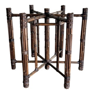 McGuire Style Boho Chic Bamboo Rattan Dining Table Base For Sale