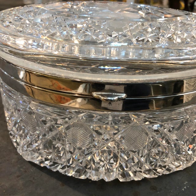 Traditional Large Oval Cut Crystal Box For Sale - Image 3 of 10