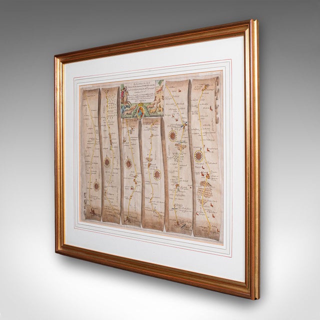 English Antique Coaching Map, Salisbury to Campden, English, Framed Cartography, Ogilby For Sale - Image 3 of 12