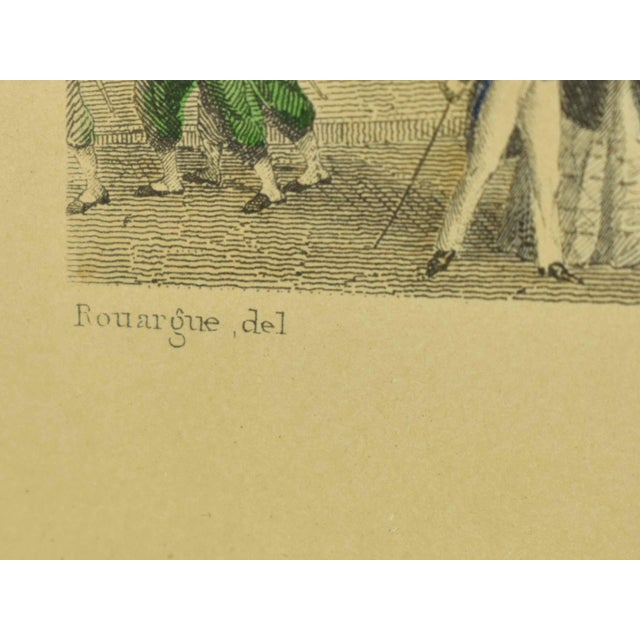 Mid 20th Century Hand Colored "View of the Quays From the Pont Royal" Framed Print After Rouargue For Sale - Image 9 of 12