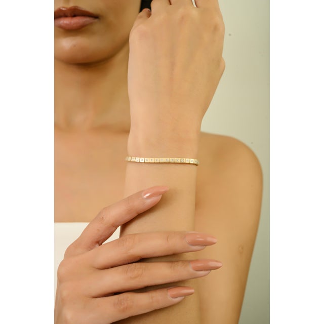 VRJewels Mate Finish 14k Solid Gold Diamond Tennis Bracelet for Mom For Sale In New York - Image 6 of 14