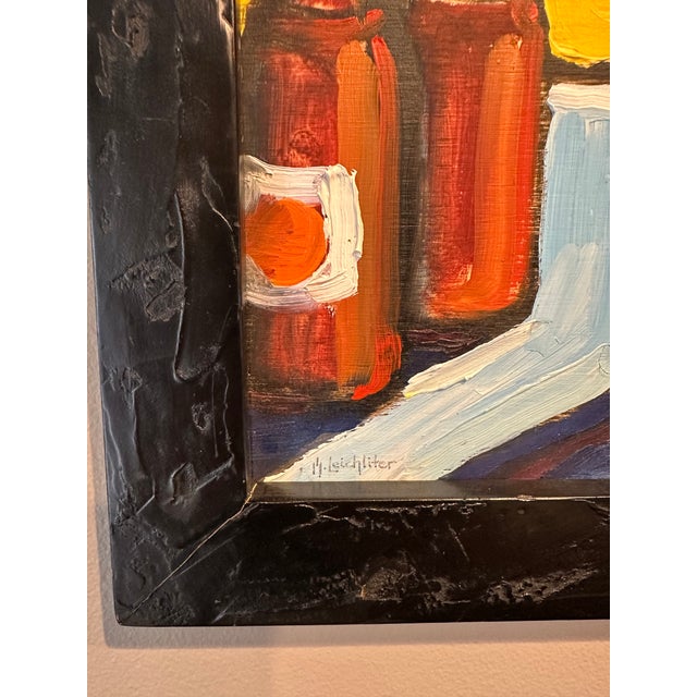 Mark Leichliter Oil Painting on Board, Signed & Framed in Brutalist Frame, 2000’s For Sale - Image 9 of 14