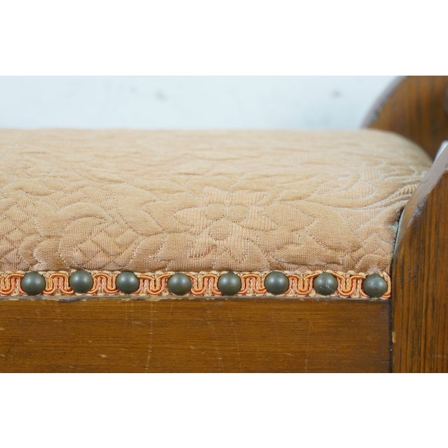 Antique Early American Pine Upholstered Needlepoint Foot Stool Ottoman Rest 11" For Sale - Image 10 of 14