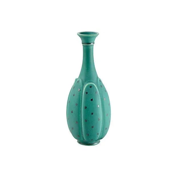 Aqua Sterling Overlay Gustavsberg Argenta Nova Vase For Sale In Chicago - Image 6 of 7