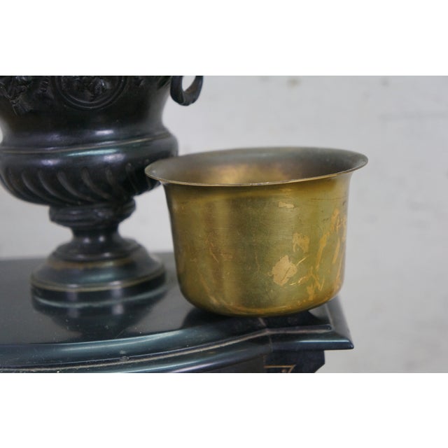 Antique French Michelant Laligant Black Slate Cassolette Trophy Urn Mantle Clock 16" For Sale - Image 16 of 17