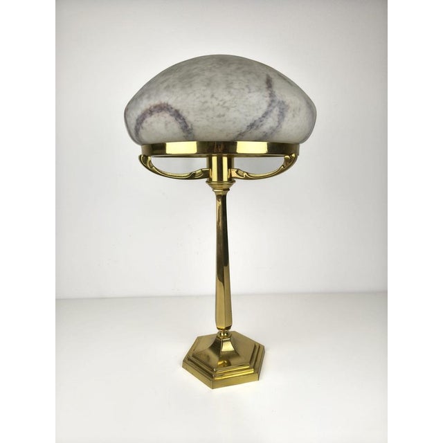 Gold Large Postmodern Brass and Marbled Glass Table Lamp, 1960s For Sale - Image 8 of 18