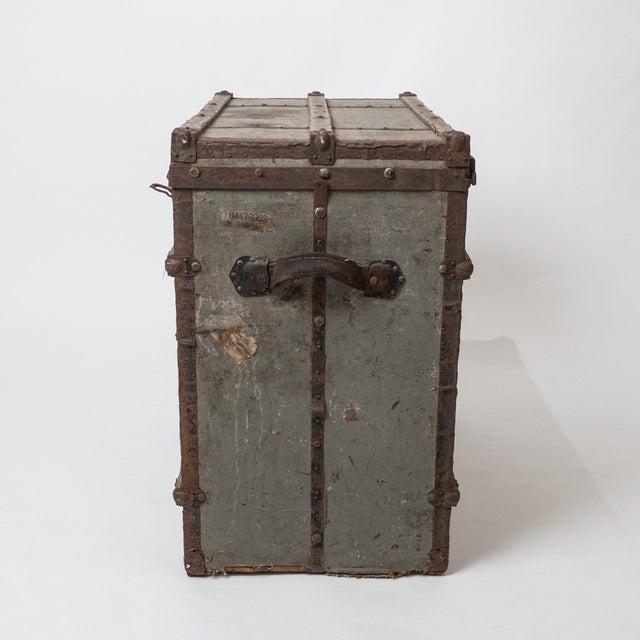 Authentic 19th-century Scandinavian railway freight trunk from Jönköping, Sweden. This rare industrial piece features its...