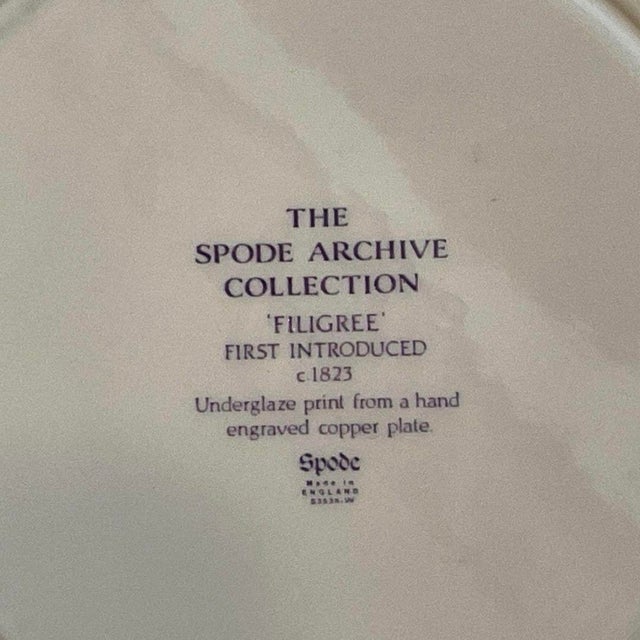 Ceramic Vintage 1990s Spode Archive Collection “Filigree” Lavender Transferware Plate 9 1/4in For Sale - Image 7 of 10