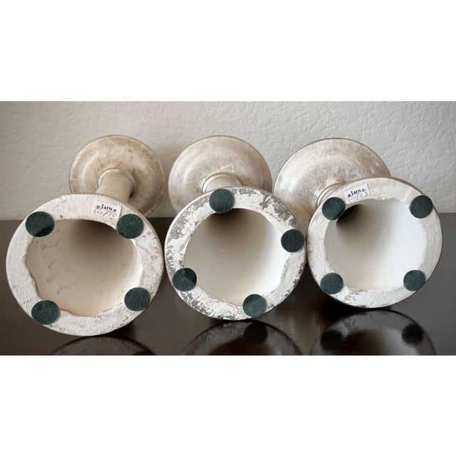 Ceramic Circa 1970 Jaru Earthenware Column Pedestal-Style Candleholders - Set of 3 For Sale - Image 7 of 14