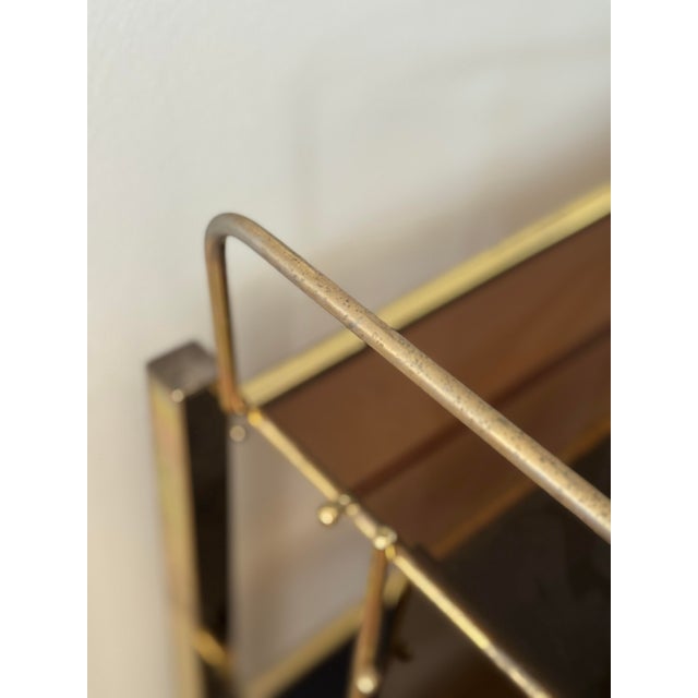 Vintage Gold-Tone Metal and Plastic Three-Tier Bar Cart For Sale - Image 11 of 12