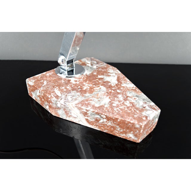 Art Deco Modernist Desk Lamp in Chrome, Aluminum and Marble, France, 1930s For Sale - Image 15 of 17