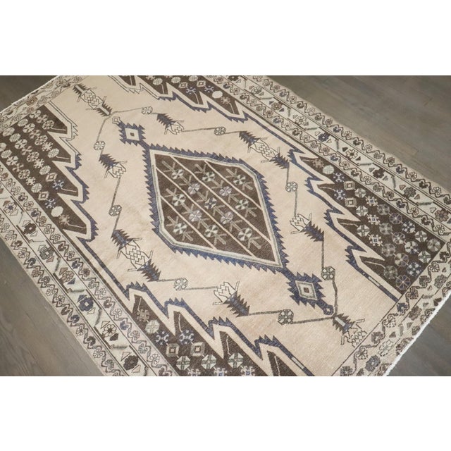 Modern Vintage Mazlagan Malayer Neutral Accent Rug - 4'3" x 6'5" For Sale - Image 3 of 7