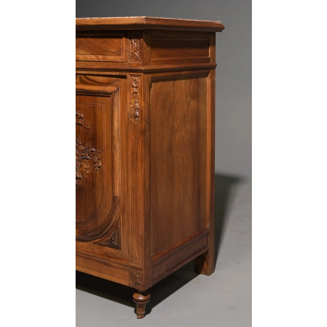 Early 19th Century Early 19th Century French Art Nouveau Style Walnut & Marble Top Buffet / Sideboard For Sale - Image 5 of 6