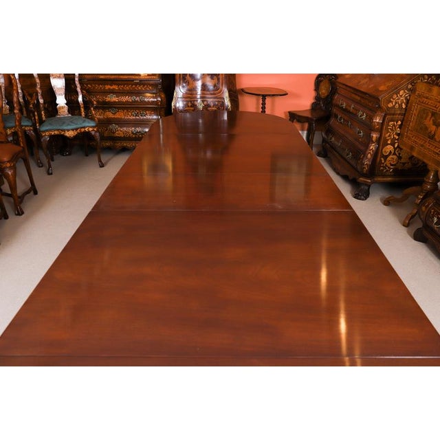 Antique Regency Revival 3-Pillar Dining Table and Shield Back Chairs, 1900s, Set of 13 For Sale - Image 6 of 15