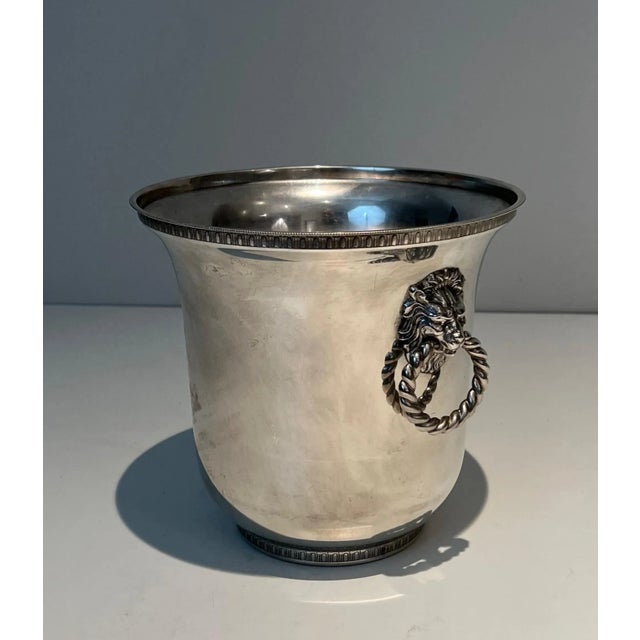 Metal 1970s Silver Plate Champagne Buckets Decorated With Lion Faces on the Handles- a Pair For Sale - Image 7 of 12