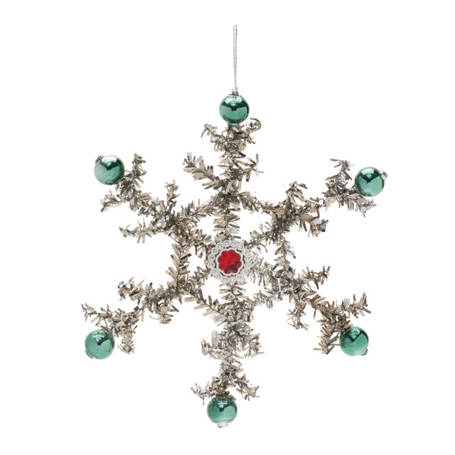 Kenneth Ludwig Chicago Jeweled Tinsel Snowflake Ornament (Set of 12) For Sale - Image 4 of 5