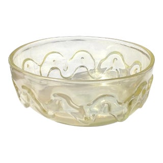 Vintage Murano Seguso Vetri d'Arte Flavio Poli Gold Flecks Iridescent Italian Art Glass Wave Design Bowl For Sale