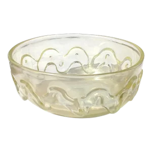 Vintage Murano Seguso Vetri d'Arte Flavio Poli Gold Flecks Iridescent Italian Art Glass Wave Design Bowl