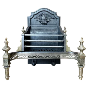 English Georgian Brass and Cast Iron Fire Grate, 1860s