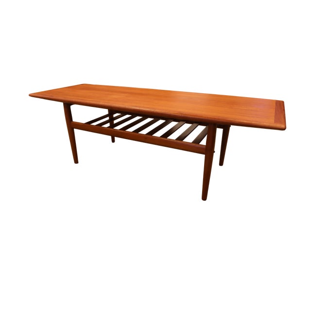 Vintage Coffee Table in Teak with Magazine Shelf and Chamfered Edge by Grete Jalk for Glostrup, 1960s For Sale - Image 10 of 18