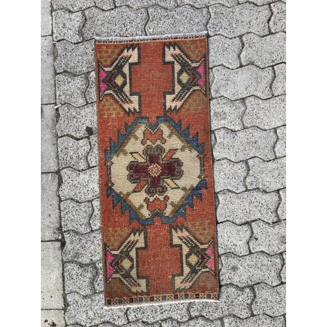 1960s Vintage Handmade Small Rug For Sale - Image 6 of 6