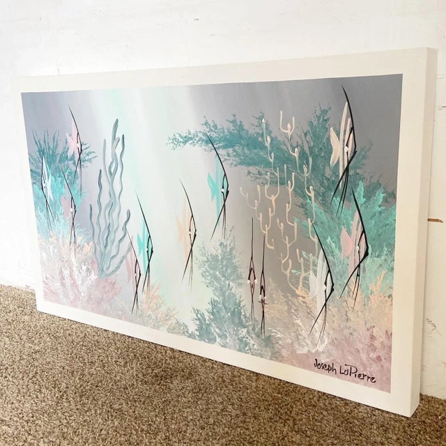 1980s Postmodern Abstract Signed Painting of Fish in the Reef For Sale - Image 5 of 7
