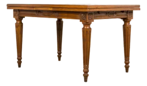 French Louis XVI Style Walnut Extendable Dining Table With Parquetry Top, Provence