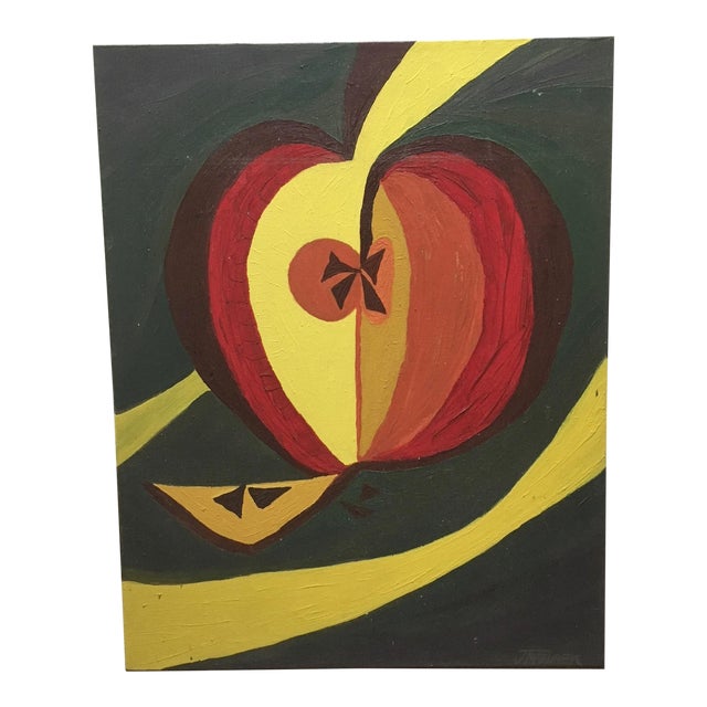 MidCentury Pop Art Apple Oil Painting Chairish