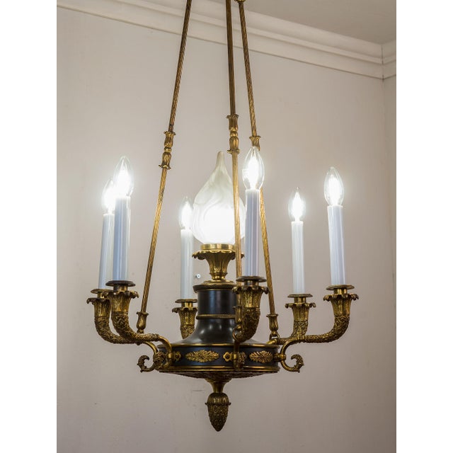 French Empire 7-Light Chandelier in Gilded Bronze, Late 19th Century For Sale - Image 9 of 17