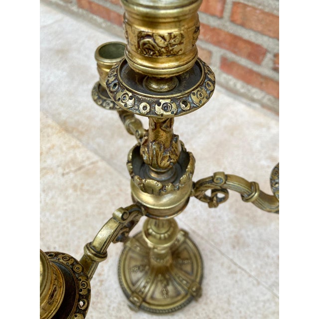 French Louis XVI Style 4 Light Candelabras in Gilt Bronze Set of 2 For Sale - Image 14 of 18