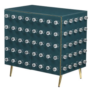 Petrol Teal 90-Sphere Murano Glass Cabinet with Brass from Justfurnituress SRL For Sale