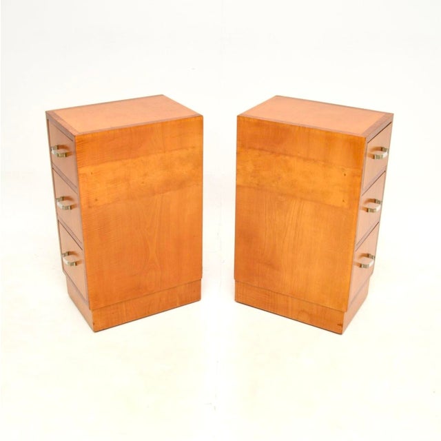 Art Deco Satinwood and Walnut Bedside Chests, 1930, Set of 2 For Sale - Image 4 of 10