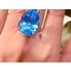 Bochic "Capri" Vintage Blue Topaz & Diamond RIng Set In 18K Gold & Silver For Sale - Image 16 of 18
