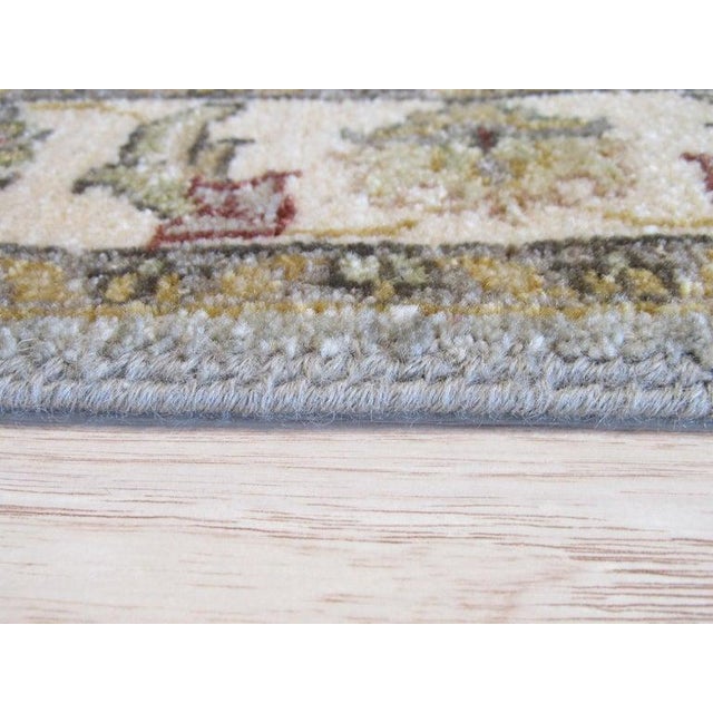 8x10 Gray Hand-Knotted Wool Floral Border Accented Traditional Carpet Rug For Sale - Image 4 of 5