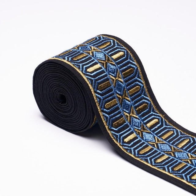 Traditional Schumacher Elisabetta Tape Trim In Lapis For Sale - Image 3 of 4