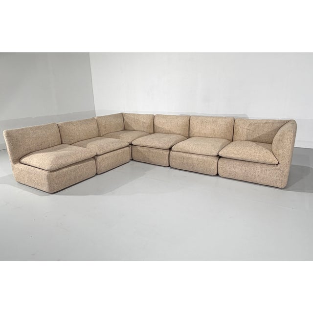 Modular Sofa in Beige Tweed from Strafor, 1980s, Set of 6, in Very Good conditions. Designed 1980 to 1989