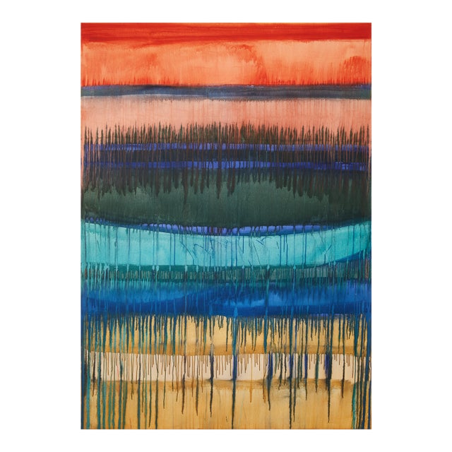 "Hold Onto the Feeling / Red Grey Turquoise Yellow" - Large Abstract Acrylic Painting by Simon Findlay For Sale