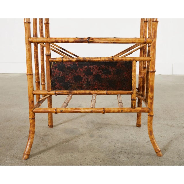 Wood English Aesthetic Tortoise Bamboo Hall Shelf Magazine Rack For Sale - Image 7 of 12