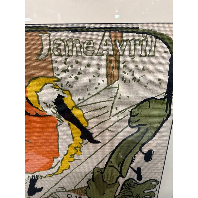 Vintage French, Belle Epoque, Moulin Rouge Needlepoint (Jane Avril) For Sale - Image 4 of 7