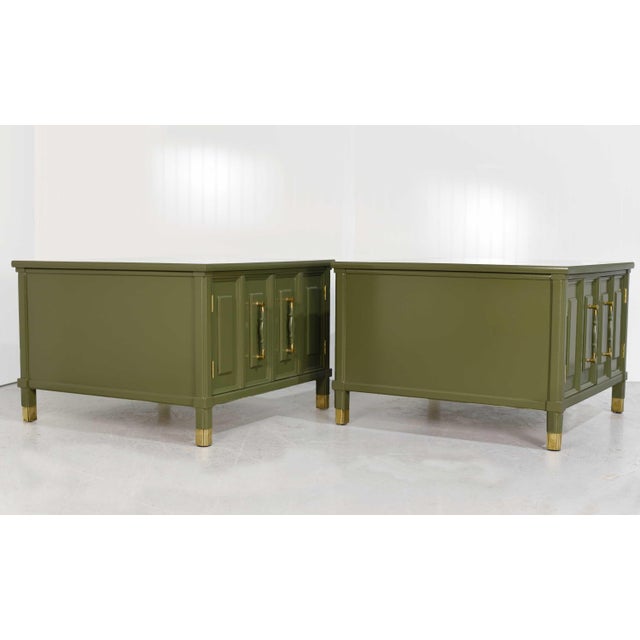 Mid 20th Century Mid Century Square Side Tables or Nightstands in Green - Newly Painted For Sale - Image 5 of 12