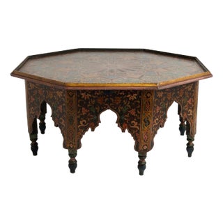 Antique Moroccan Painted Octagon Coffee Table For Sale