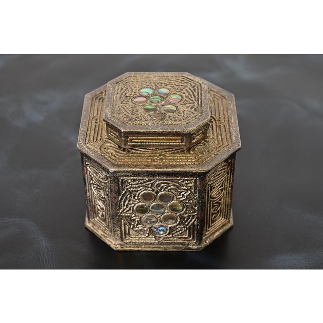 Tiffany Studios New York Silvered Bronze and Abalone Inkwell For Sale - Image 15 of 15