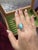 We offer free 2-day shipping! This is an 18k vintage gold navette ring featuring an elongated turquoise gemstone and...