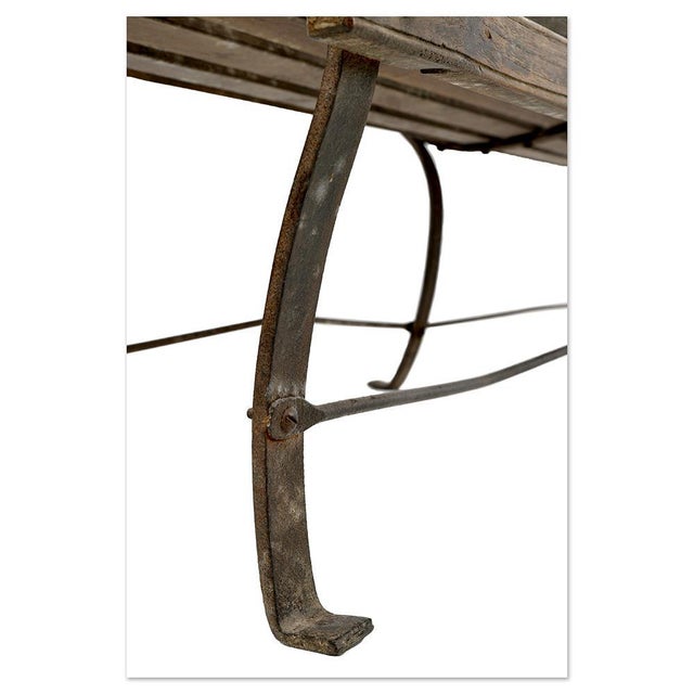 Outdoor Bench in Solid Wood and Iron For Sale - Image 6 of 7